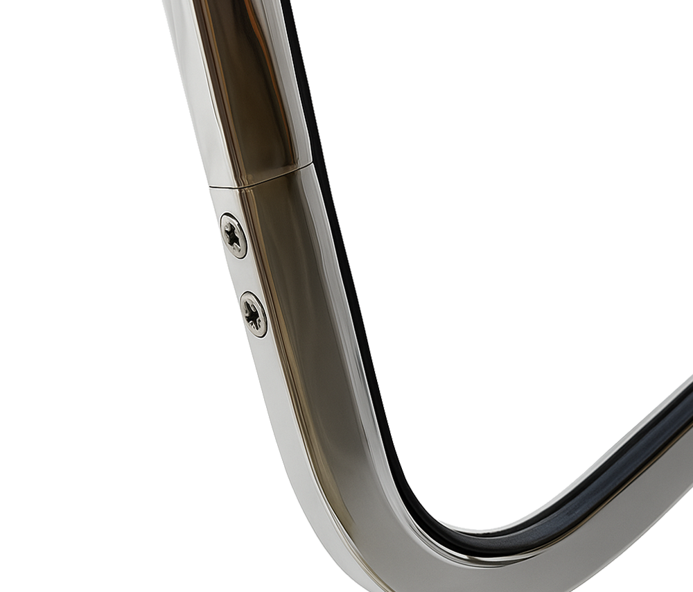 VW Beetle Front Safari Window, Slightly Curved, 14-Gauge Chrome Steel, 1965–72