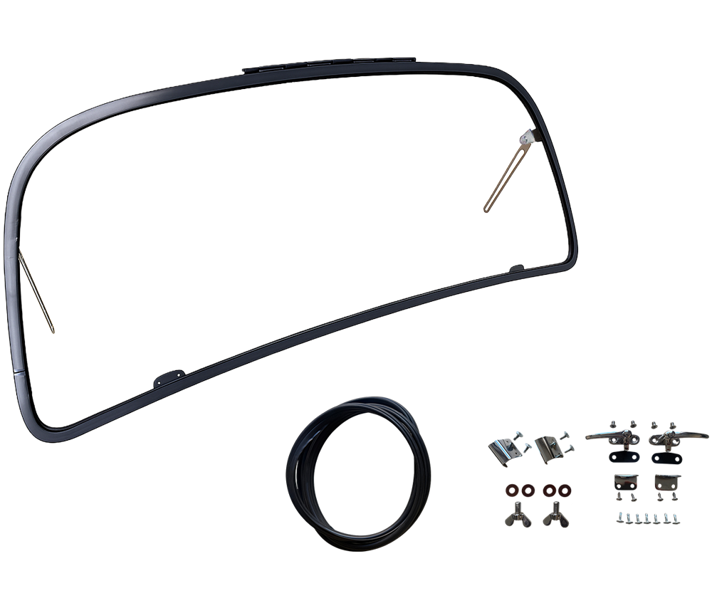 VW Beetle Front Safari Windows, Slightly Curved, 14-Gauge Bare Steel, 1965–72