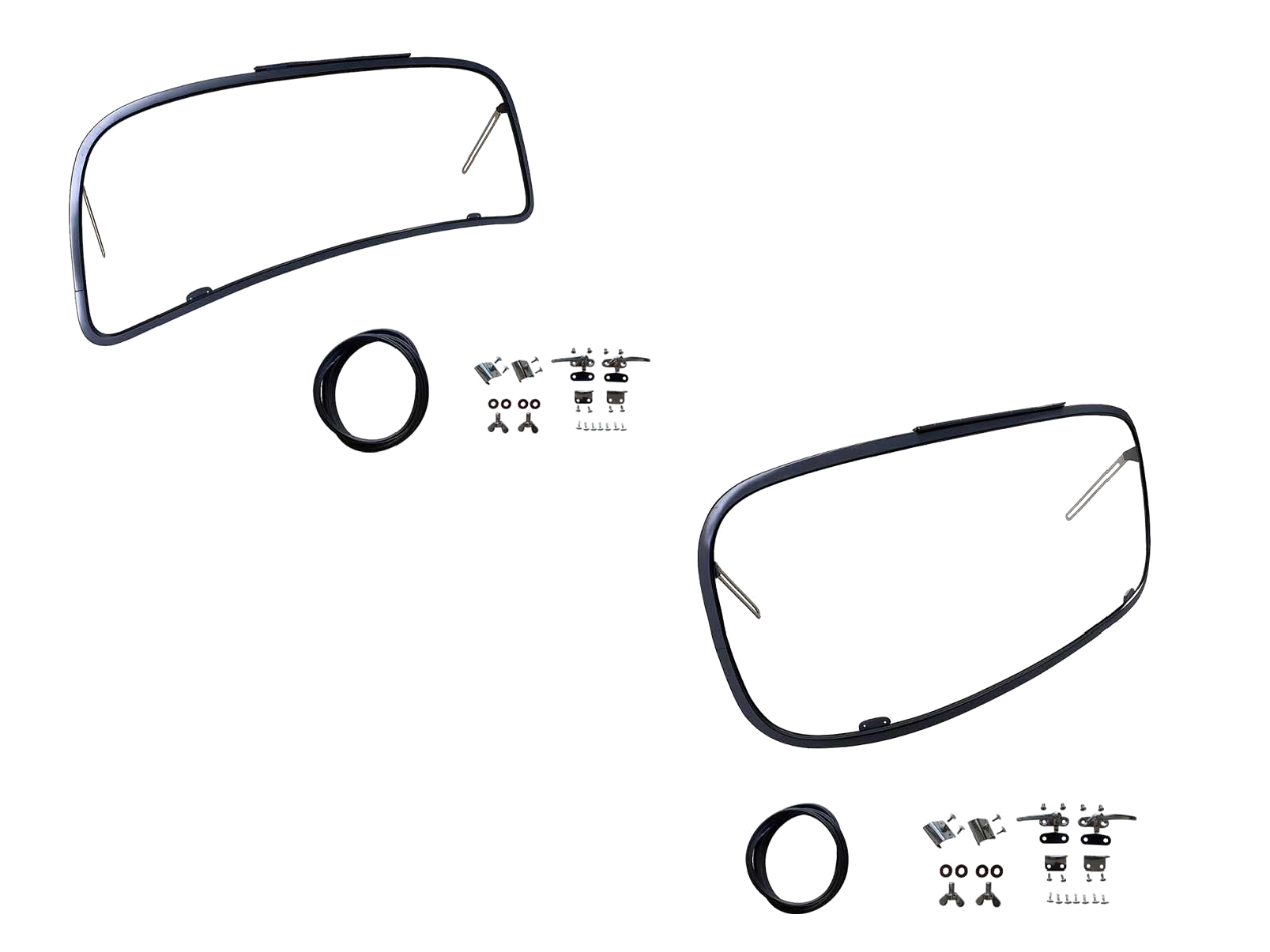 VW Beetle Front & Rear Safari Window Kit, 14-Gauge Primer Steel, 1958–64