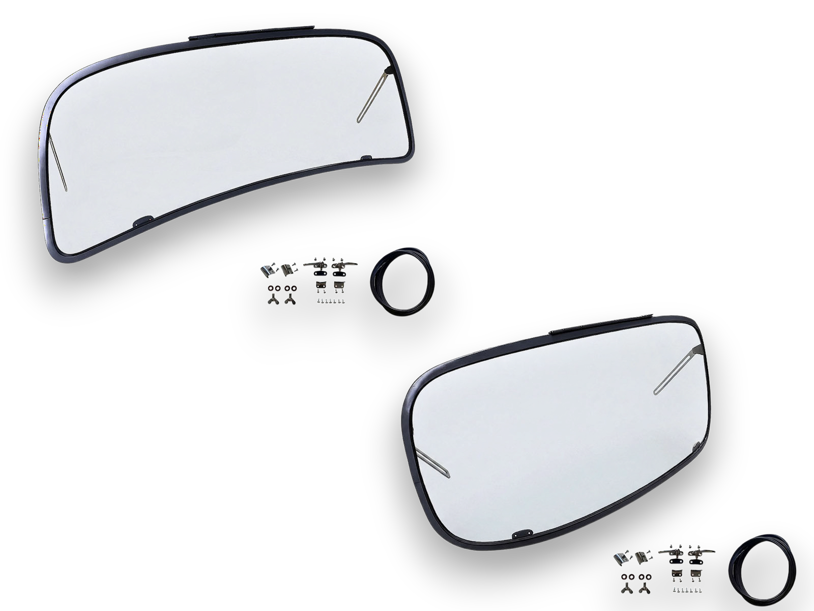 VW Beetle Front & Rear Safari Window Kit, 14-Gauge Primer Steel, 1958-64