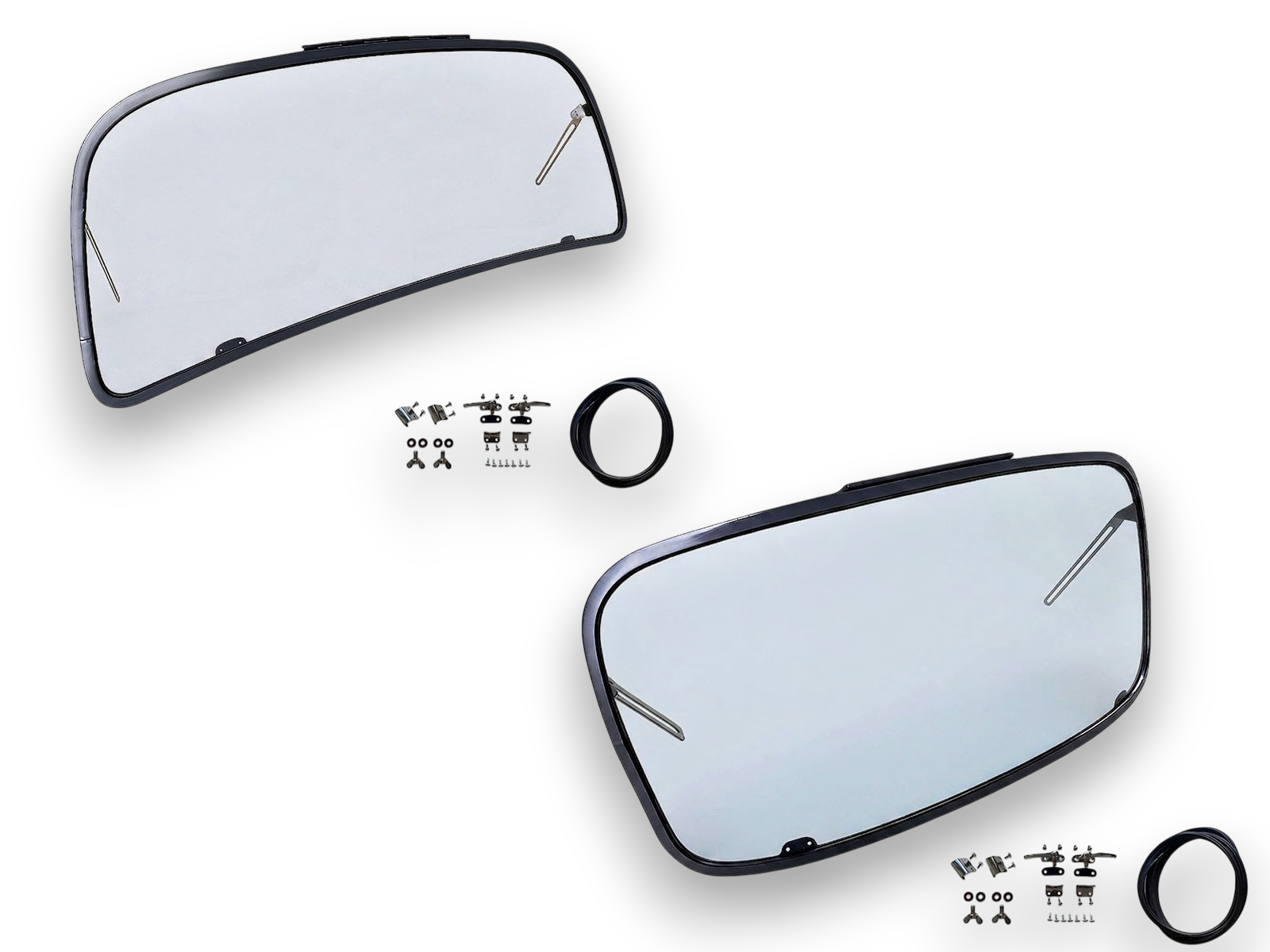 VW Beetle Front & Rear Safari Window Kit, 14-Gauge Primer Steel, 1965-72