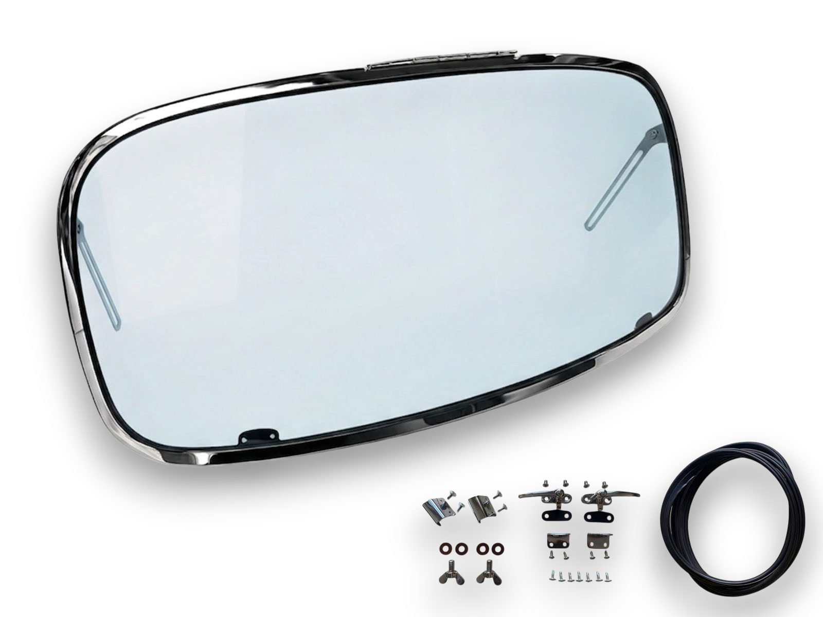 VW Beetle Rear Safari Window, 14-Gauge Chrome Steel, 1958-64