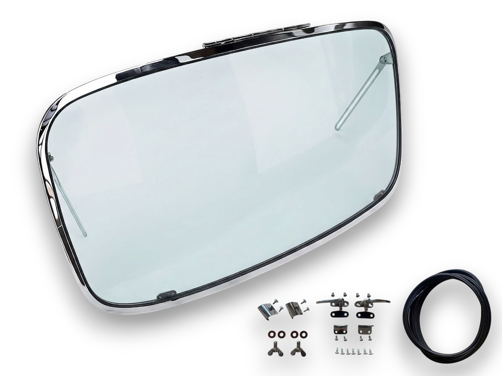 VW Beetle Rear Safari Window, 14-Gauge Chrome Steel, 1965-72